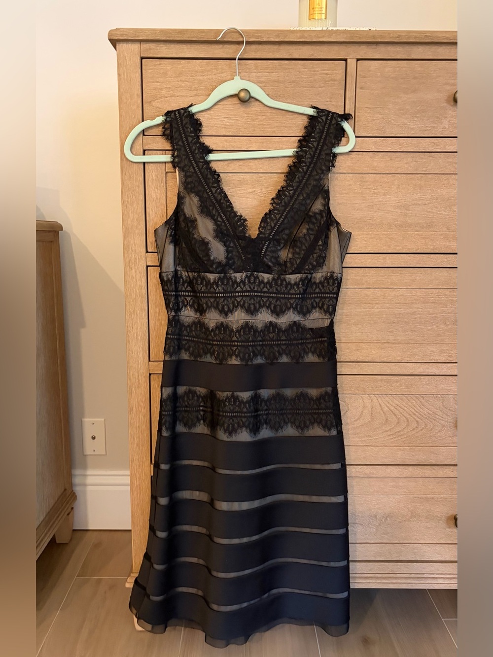 JS Collections Black Lace V-Neck Midi Dress
